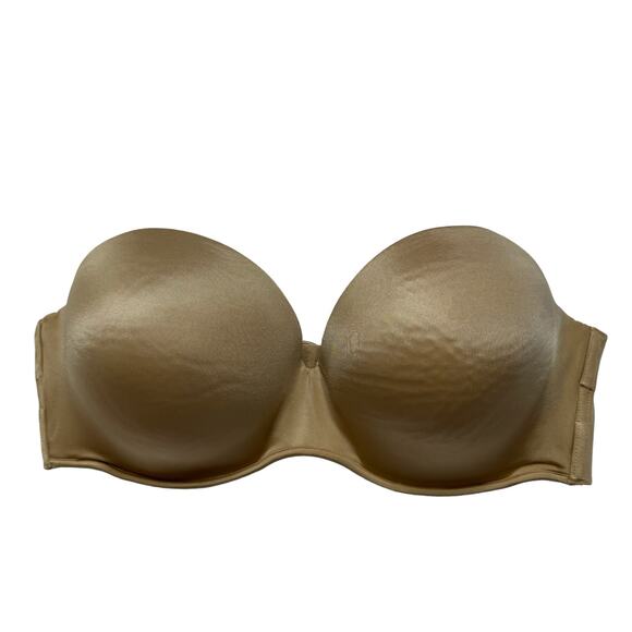CACIQUE Beige Push Up Strapless Bra Size 38DD Convertible Padded Multi-way 38E - Picture 1 of 6